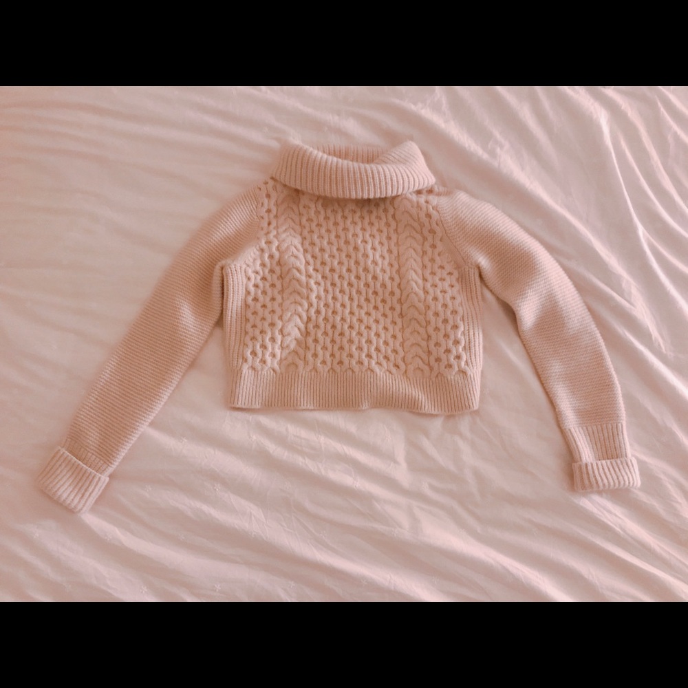 Club Monaco Semi Cropped Sweater Beige Pink xs